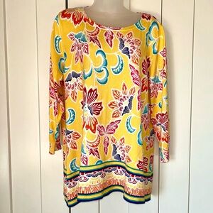 Joseph A lightweight sweater in a colorful yellow print XL